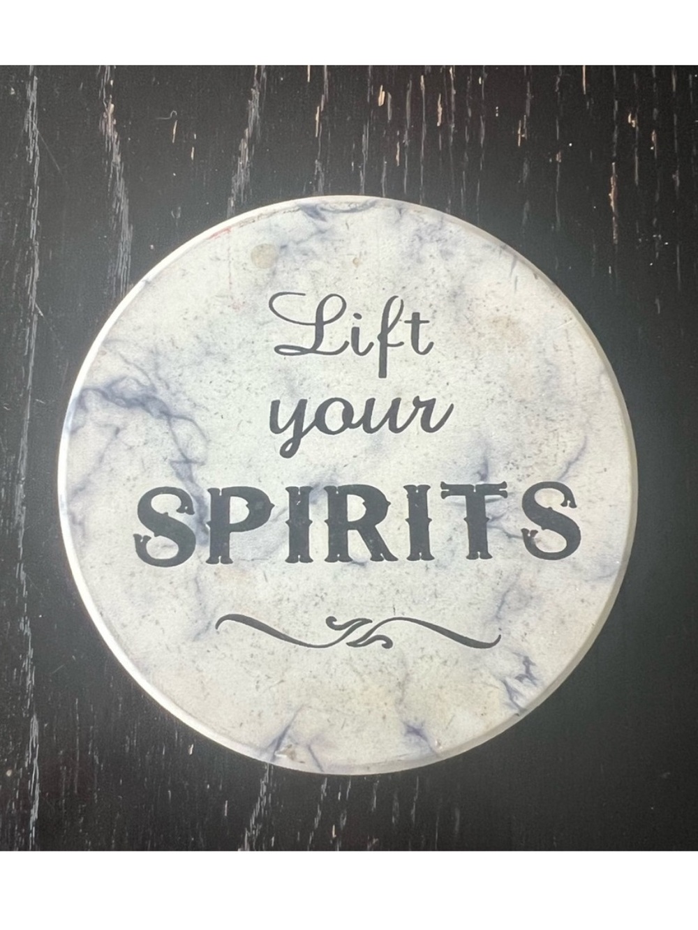 Marble Coaster with Inspirational Quote “Lift Your Spirits”